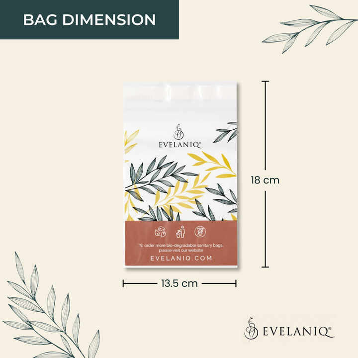 evelaniq biodegradable sanitary bag dimension