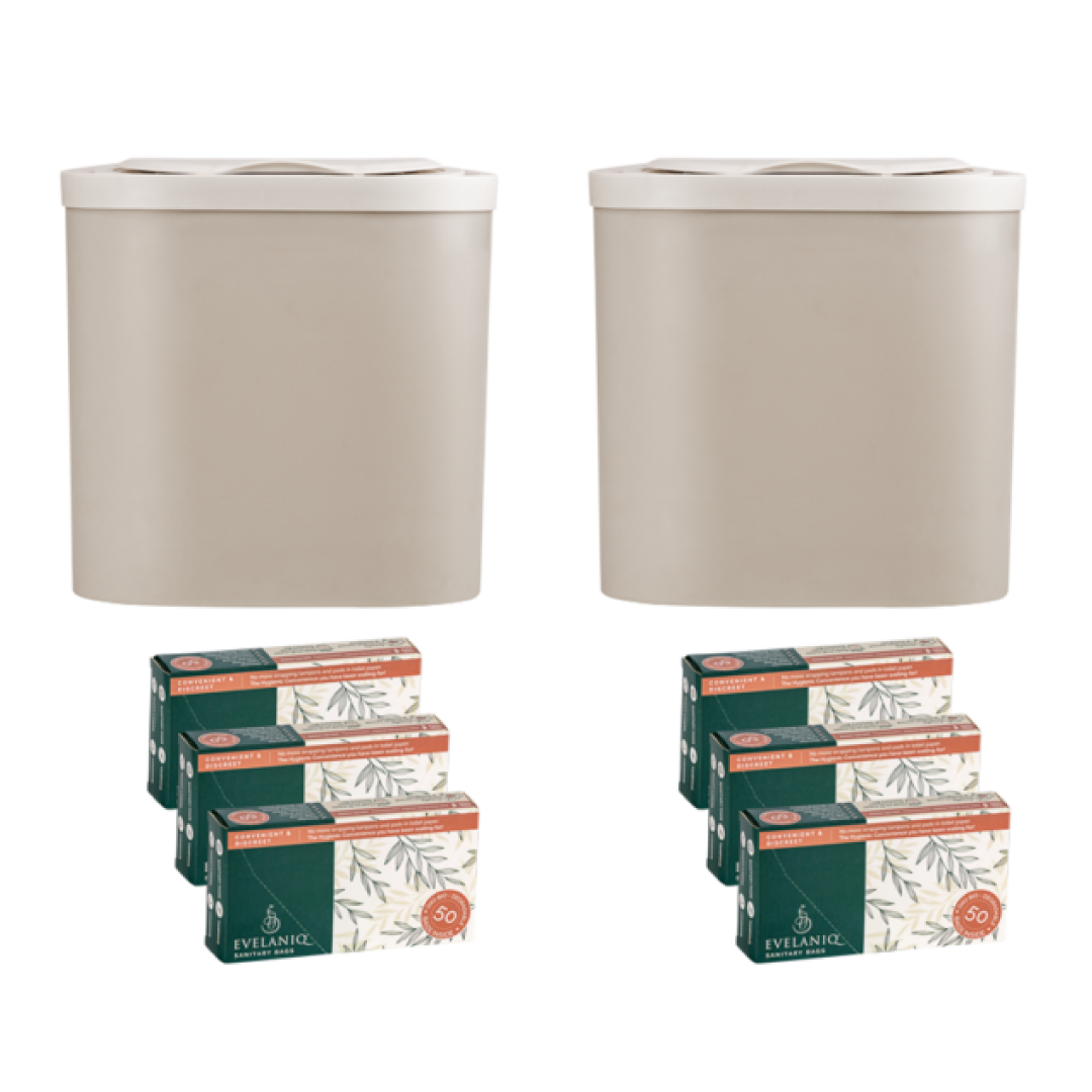 Household Pack - 2x Evelaniq Sanitary Units includes 6 boxes of 50 re-fills