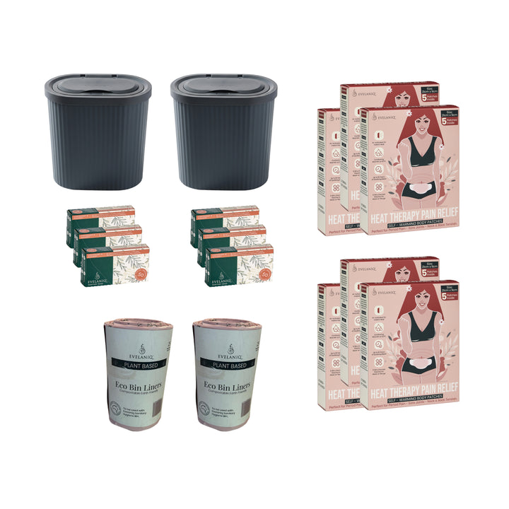 The Family Bathroom Bundle - 2 Starter Packs + 2 Reusable Heat Packs + 2 Bin Liners Rolls
