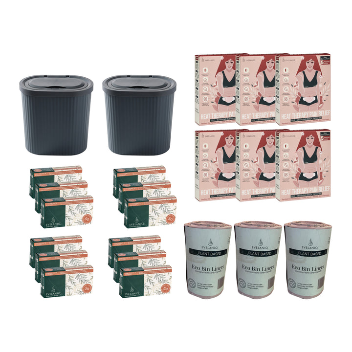 The Ultimate Wellness & Hygiene Bundle - 2 Starter Packs + 2 Re-Fill Packs + 3 Bin Liners Rolls + 2 Heat Packs