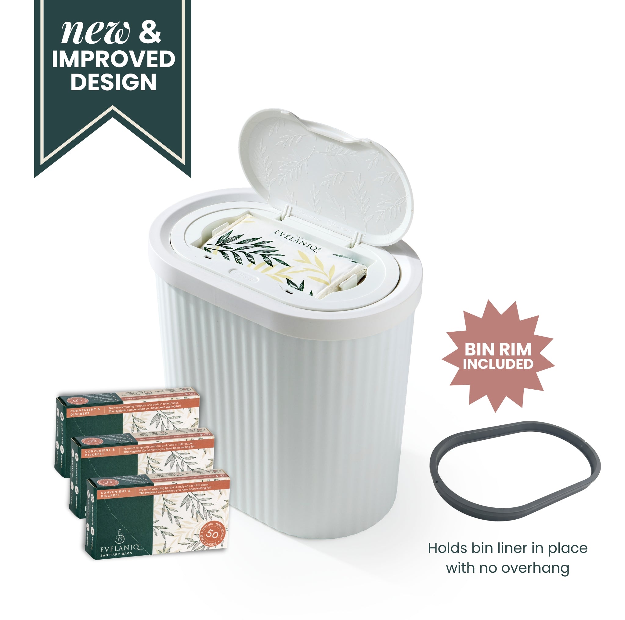 Evelaniq sanitary bin included free with 2 refill boxes
