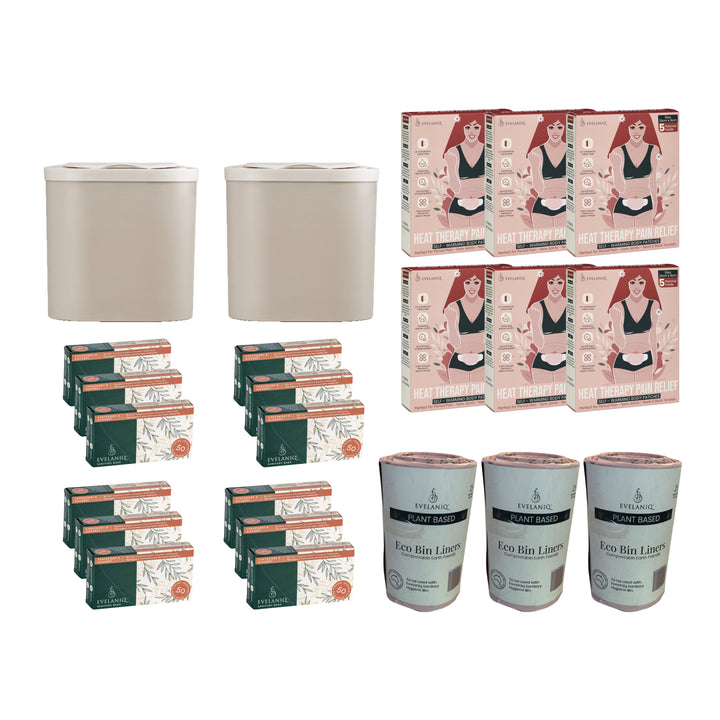 The Ultimate Wellness & Hygiene Bundle - 2 Starter Packs + 2 Re-Fill Packs + 3 Bin Liners Rolls + 2 Heat Packs