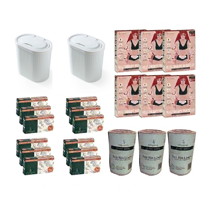 The Ultimate Wellness & Hygiene Bundle - 2 Starter Packs + 2 Re-Fill Packs + 3 Bin Liners Rolls + 2 Heat Packs