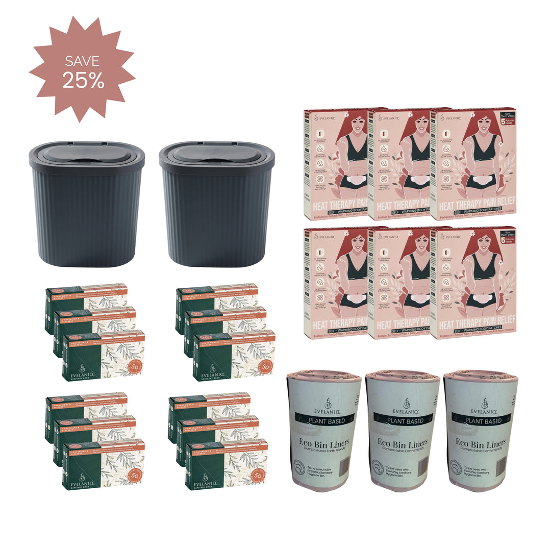 The Ultimate Wellness & Hygiene Bundle - 2 Starter Packs + 2 Re-Fill Packs + 3 Bin Liners Rolls + 2 Heat Packs