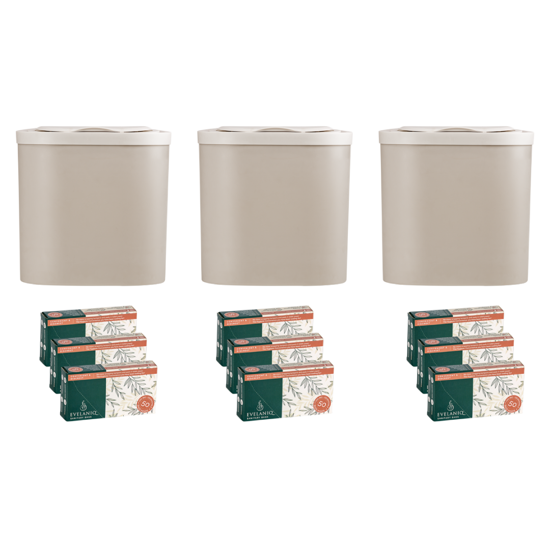***SOLD OUT *** PRE ORDER NOW FOR MID MARCH DELIVERY ON LIGHT GREY  *** EVELANIQ SANITARY UNIT -  LARGE HOUSEHOLD PACK - 3 UNITS IN 1 PACK